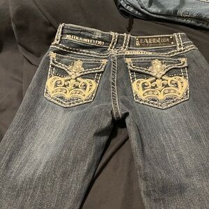 L.A. Idol Women's Boot Cut Jeans with Gold Embroidery